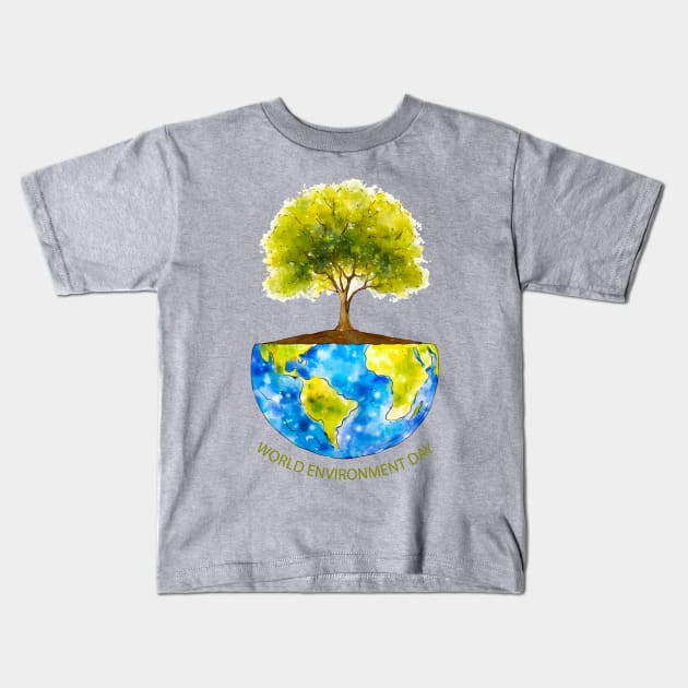 World Environment DAY Kids T-Shirt by Mako Design 